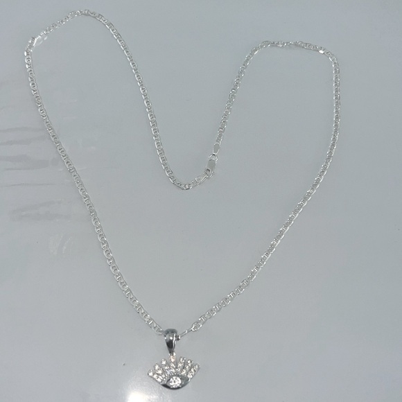 925 sterling silver link chain 22” with evil eye pendent